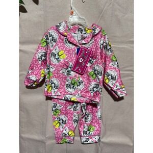 Real Love Baby Girl Pink Leopard Kitten Pajama Set 2pc Sleepwear 12M NWT